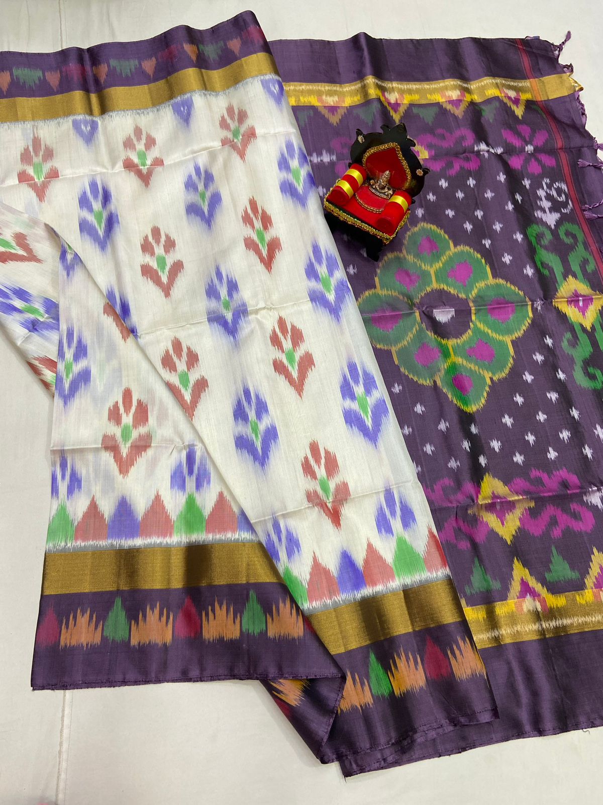 Pure Pattu Soft Silk Double Wrap Pochampalli Pure Silk Saree – Traditional Handwoven Elegance