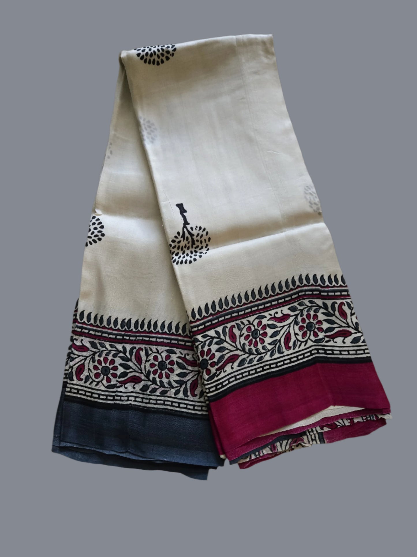 Pure Jari Tussar Handloom Silk Saree white