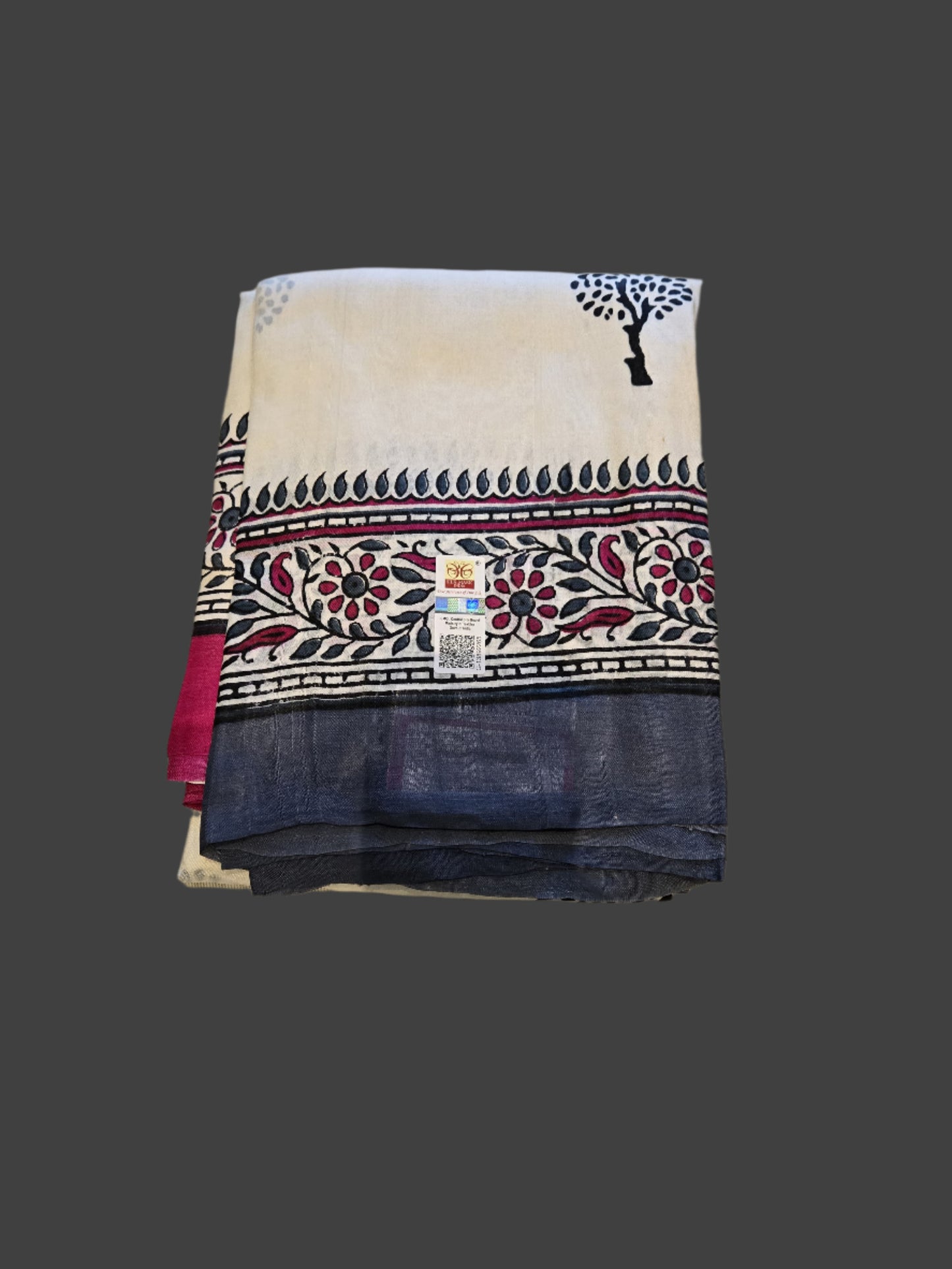 Pure Jari Tussar Handloom Silk Saree white