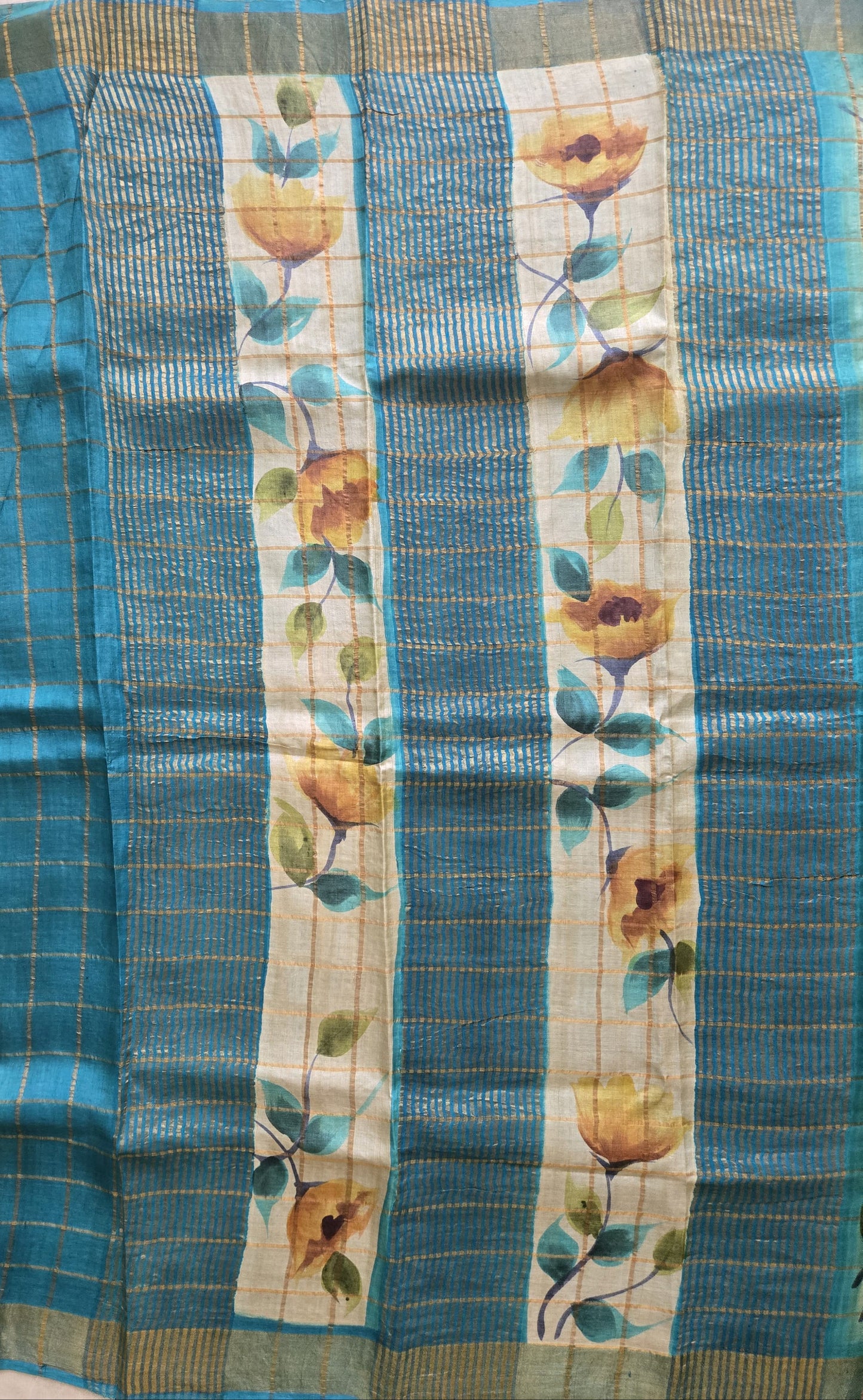 Pure Tussar Handloom Silk Saree Blue