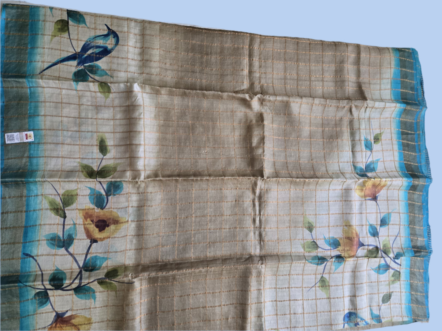 Pure Tussar Handloom Silk Saree Blue