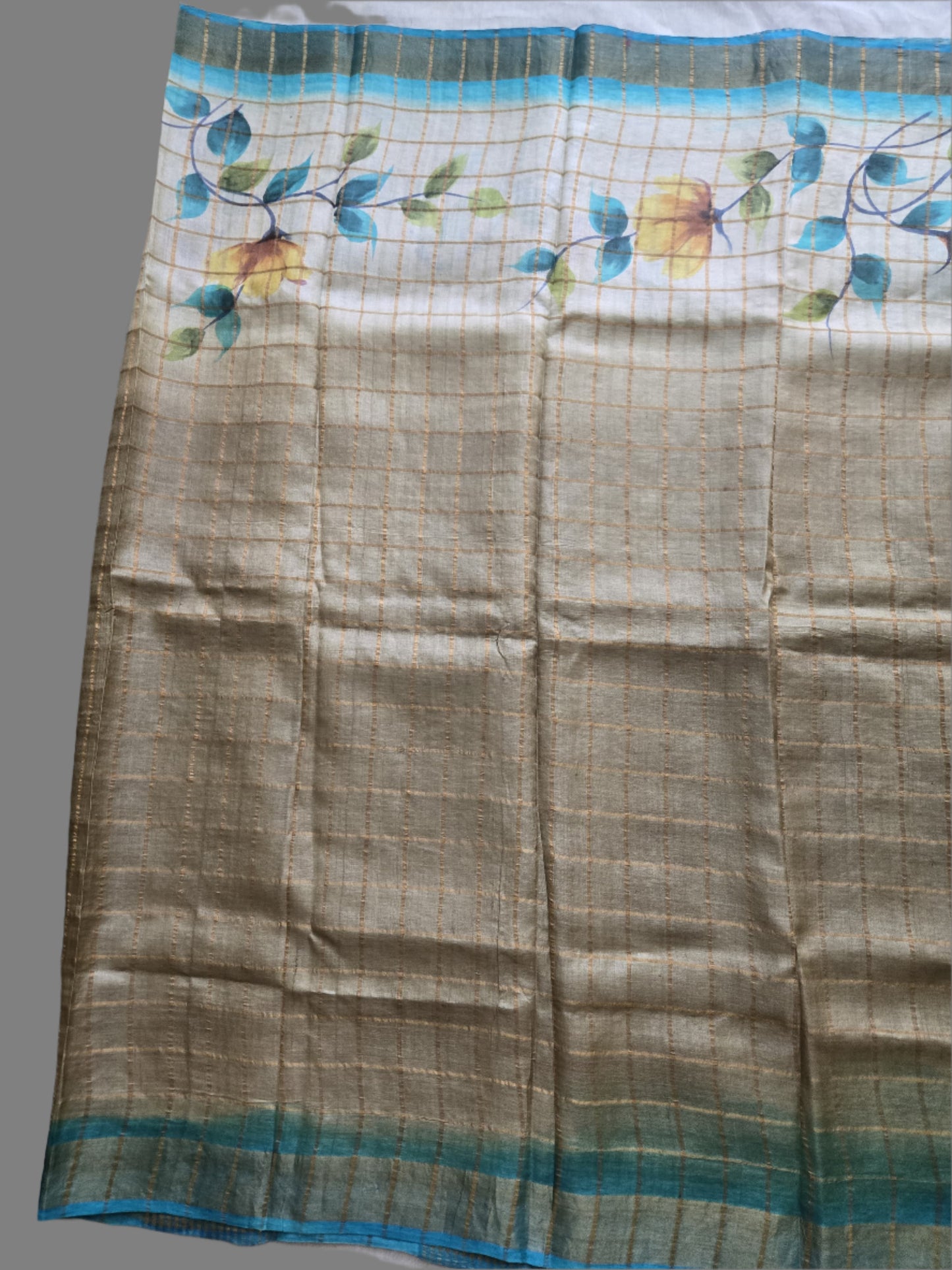 Pure Tussar Handloom Silk Saree Blue