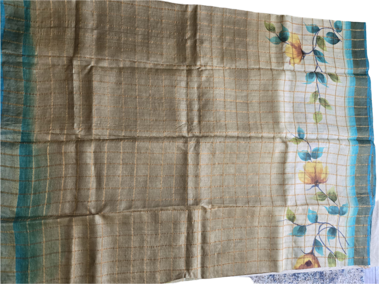 Pure Tussar Handloom Silk Saree Blue