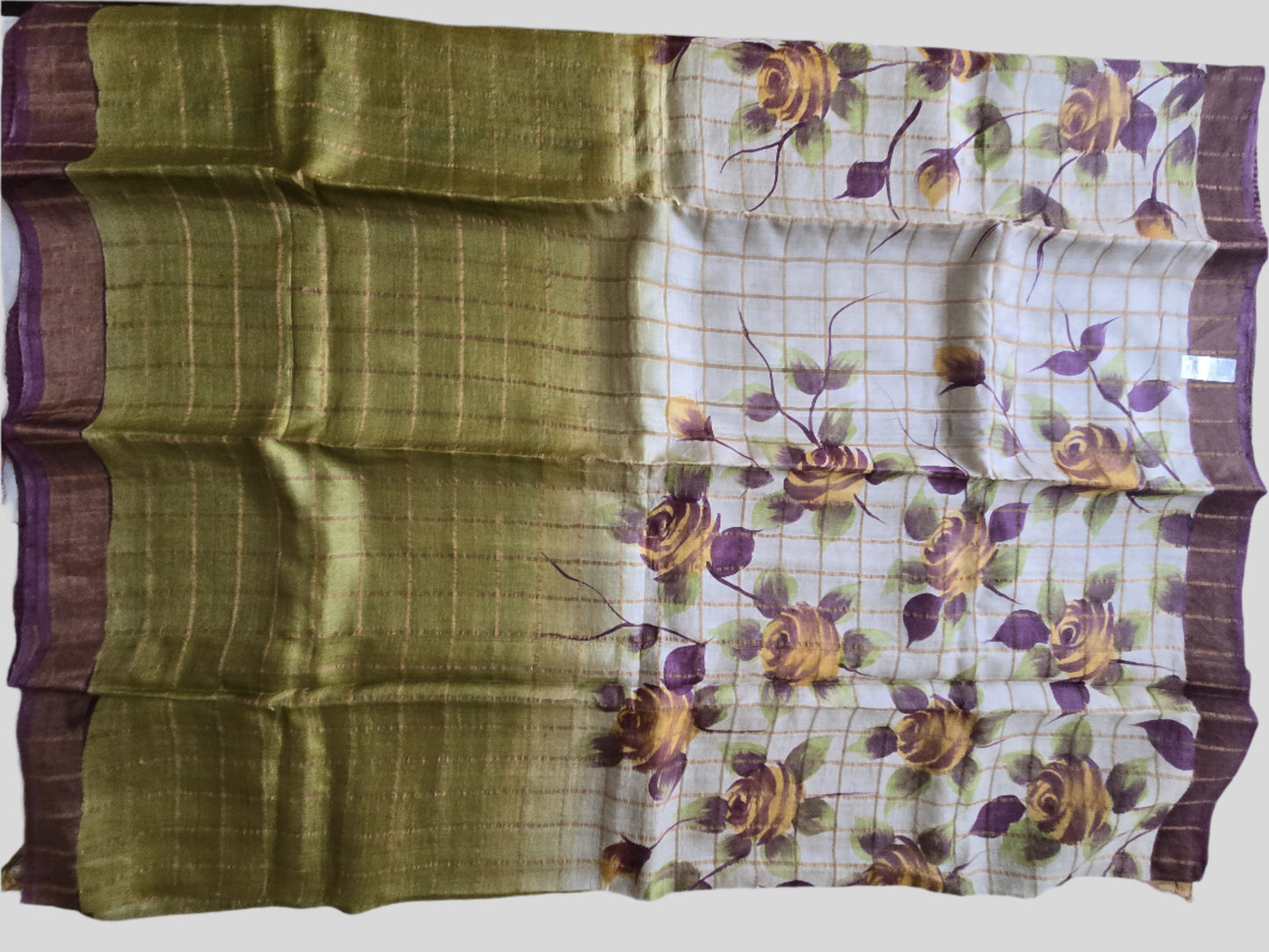 Pure Tussar Handloom Silk Saree Green