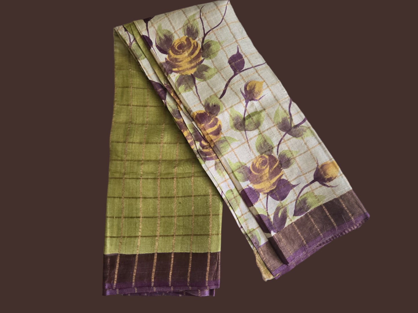 Pure Tussar Handloom Silk Saree Green