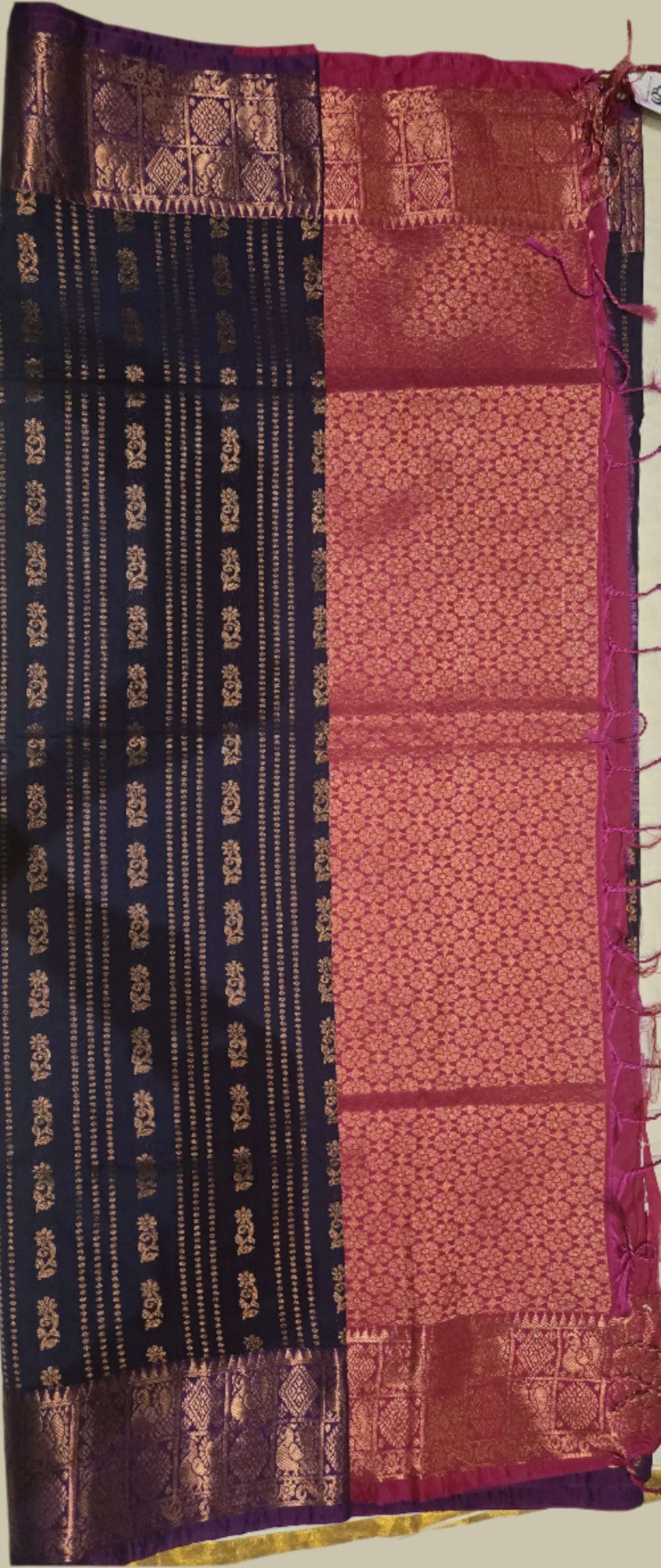 Elegant Semi Soft Silk Saree | Buttis Work & Contrast Pallu Online