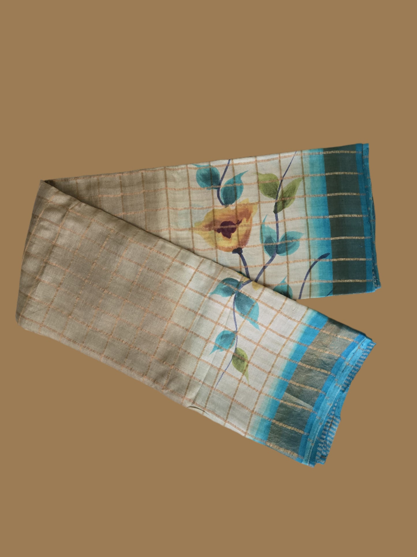 Pure Tussar Handloom Silk Saree Blue