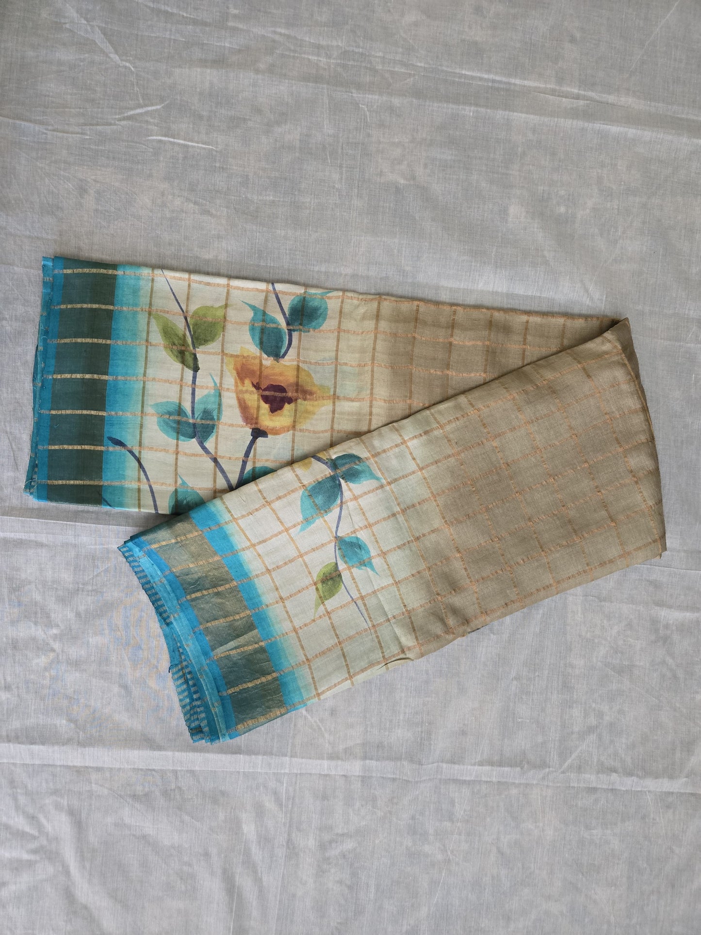 Pure Tussar Handloom Silk Saree Blue