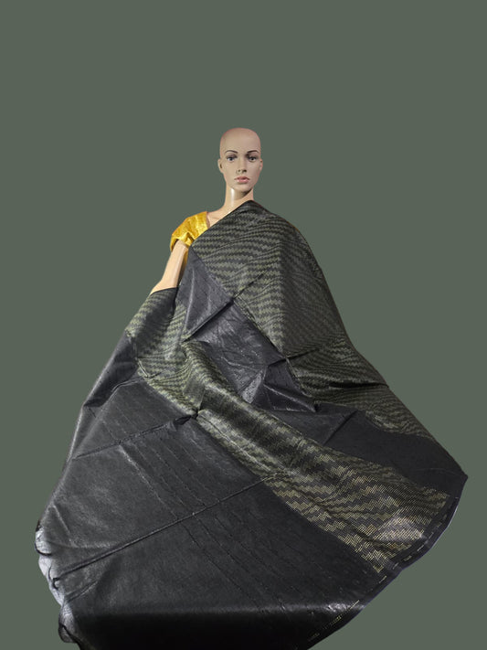 Allover Thread Work Semi Tussar Silk Saree in Black | Soft Silk Saree | Black Silk Saree for Wedding & Festive Wear – USA