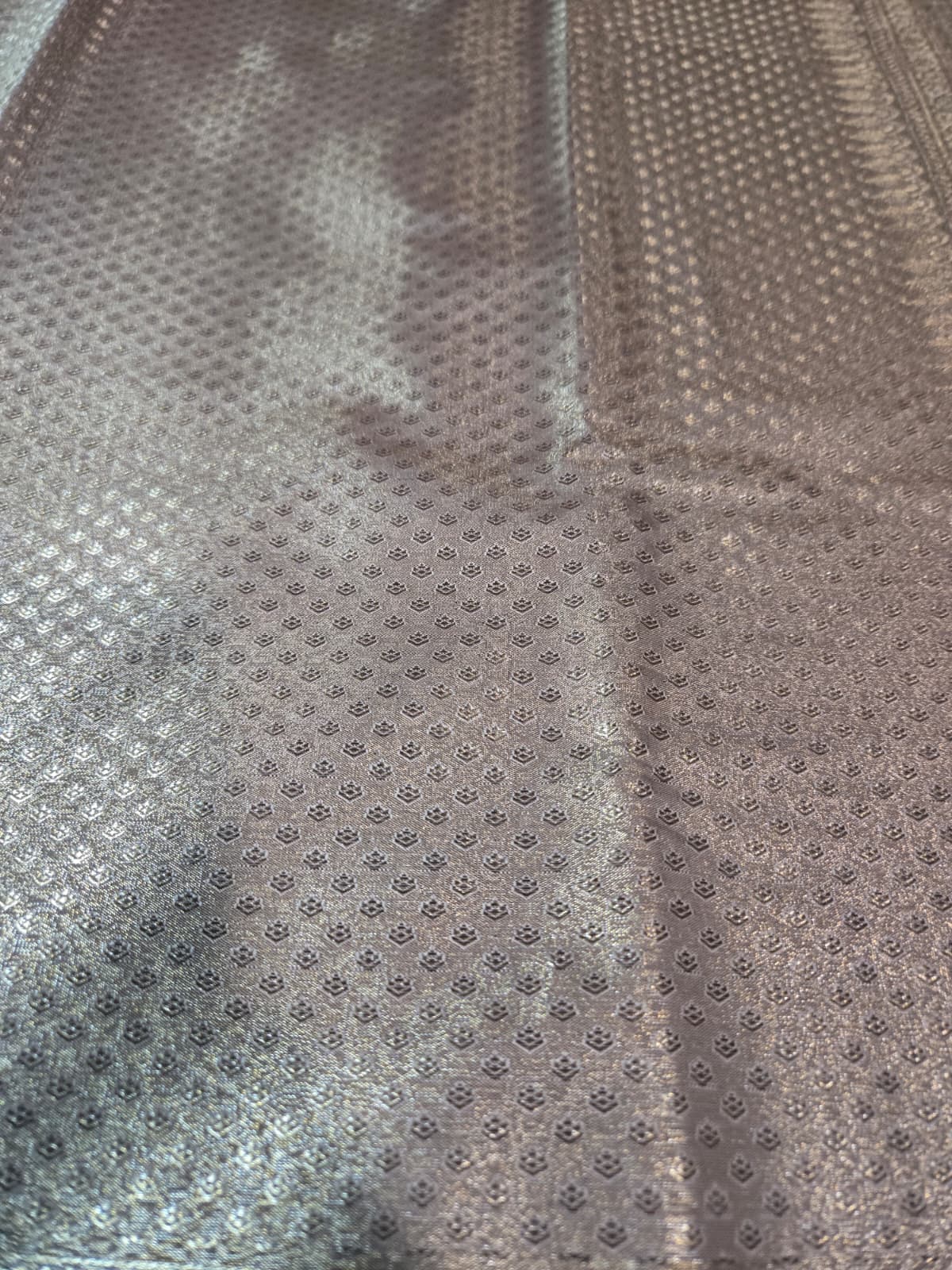 Premium  Pure Tissue Brocade Saree in Bridal Grey with Zari Work & Matching Pallu | Soft Silk Saree  USA