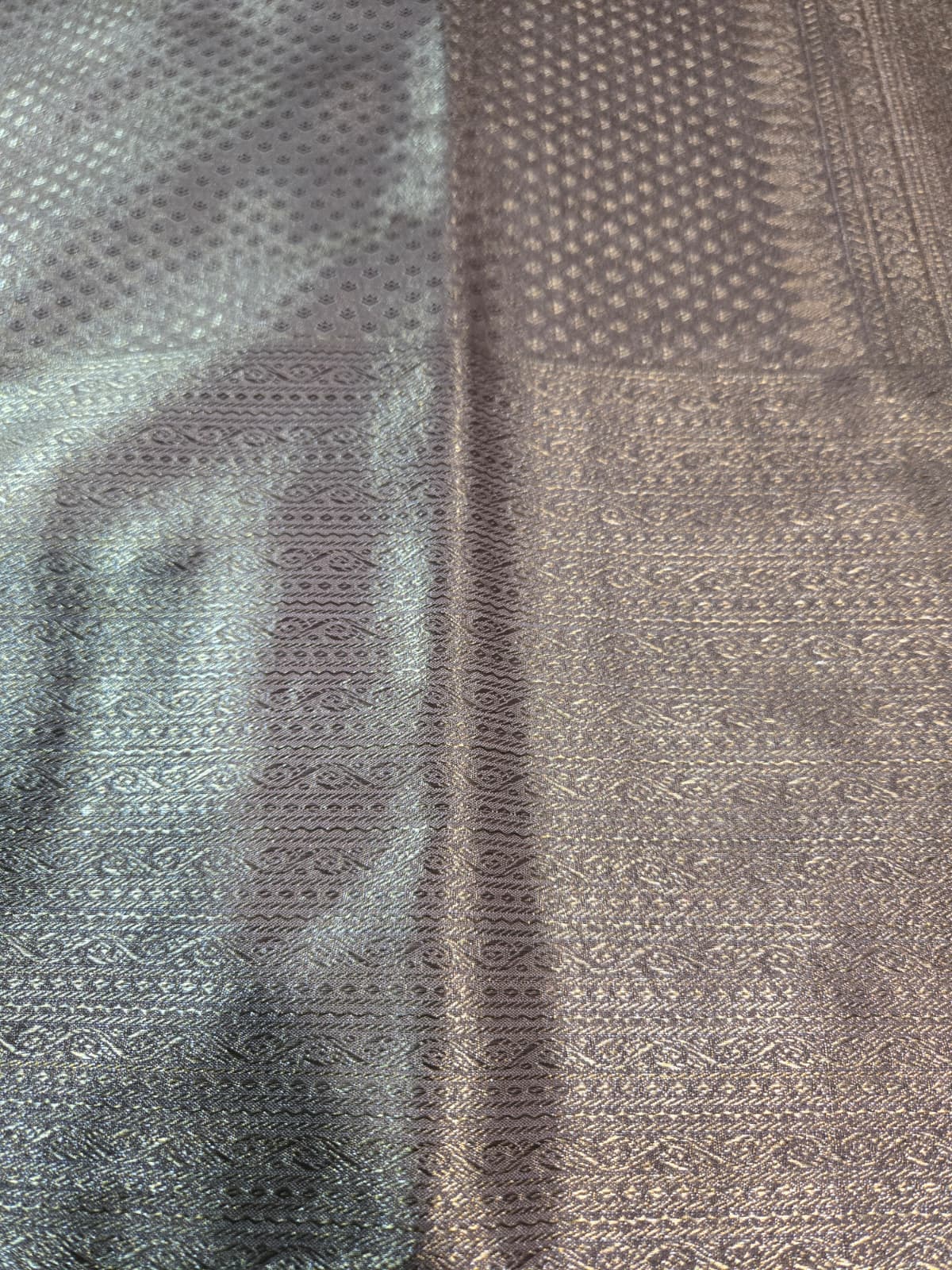 Premium  Pure Tissue Brocade Saree in Bridal Grey with Zari Work & Matching Pallu | Soft Silk Saree  USA