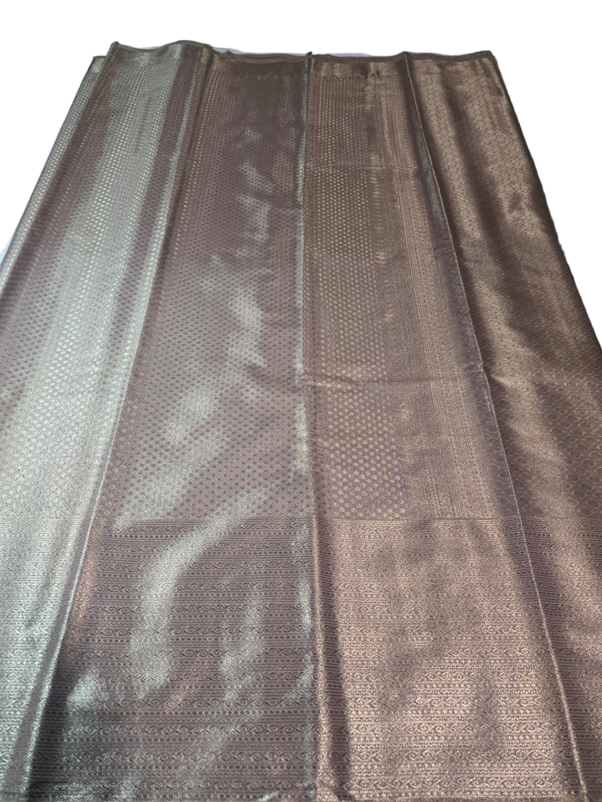Premium  Pure Tissue Brocade Saree in Bridal Grey with Zari Work & Matching Pallu | Soft Silk Saree  USA