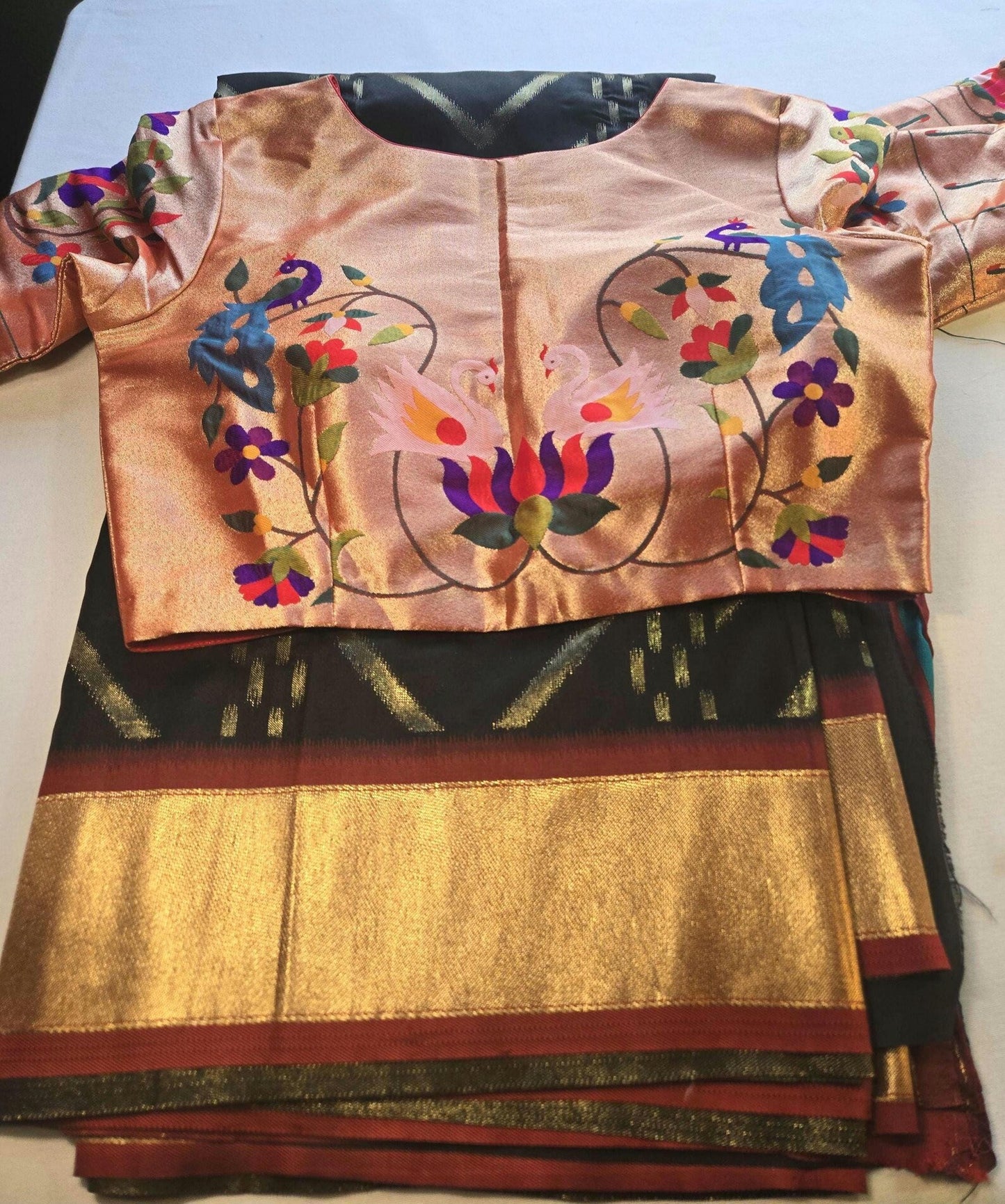 Soft Silk Banarasi Saree with Zari Design & Embroidery Stitched Blouse. Weaving Pallu – Ships from USA – Traditional Silk Saree for Weddings & Festivals-Red Saree