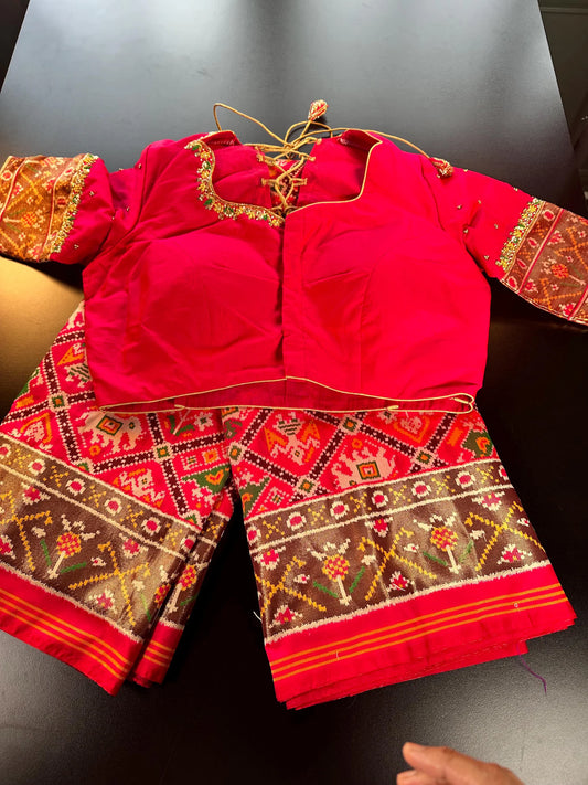 Patan Patola Soft Silk Weaving Saree Rani Pink | Authentic Handloom Indian Wedding Festive Wear with Stitched Blouse | Party Wear | Stitched Blouse
