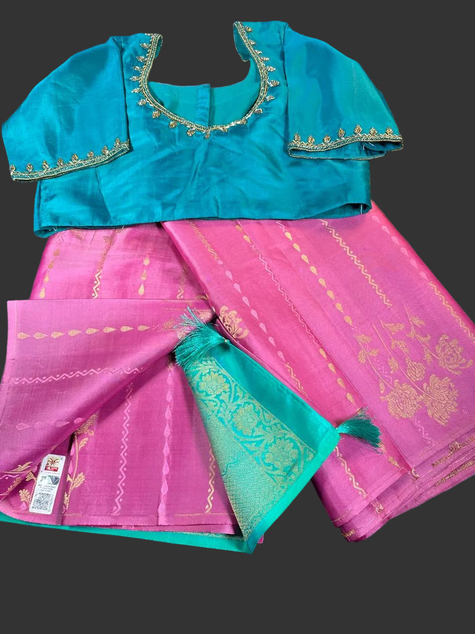 Handloom Pure Kanjivaram Silk Saree with Maggam Work Blouse
