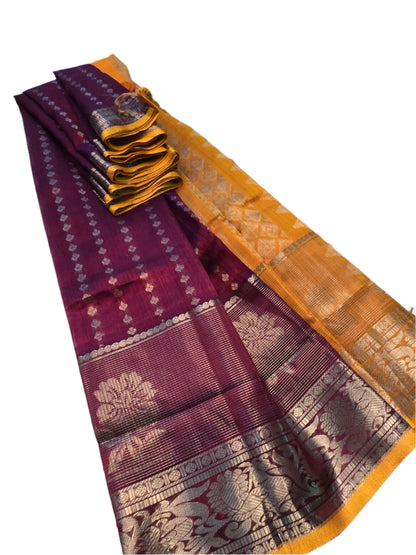 Pattu Handloom Saree in Maroon with Yellow Contrast Border – Traditional Silk Saree for Weddings & Festivals