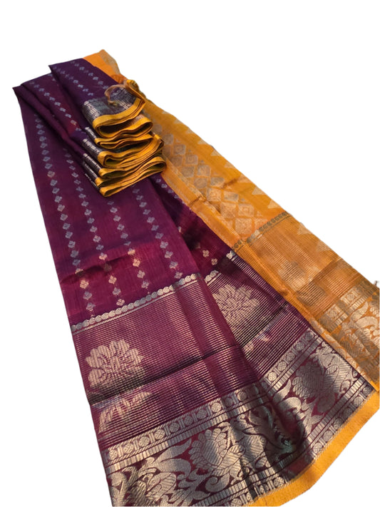 Pattu Handloom Saree in Maroon with Yellow Contrast Border – Traditional Silk Saree for Weddings & Festivals