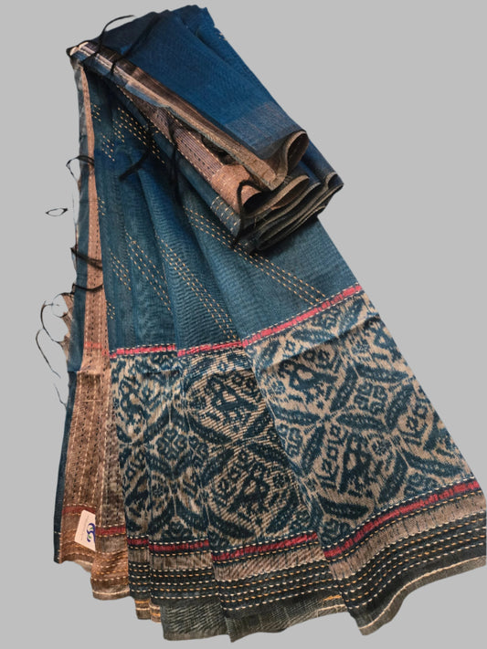Art Silk Saree Cotton Saree Fancy Saree Ikat Print Thread work Saree in Sky Blue