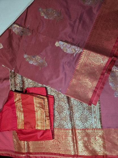 Banaras Soft Silk Saree Katan Silk Saree  with Stiched BlouseOnline USA –  Wedding, Party Wear, Engagements, Festive Events Saree Pink