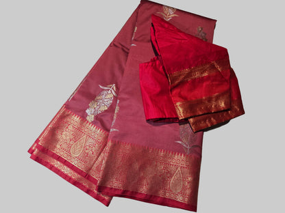 Banaras Soft Silk Saree Katan Silk Saree  with Stiched BlouseOnline USA –  Wedding, Party Wear, Engagements, Festive Events Saree Pink