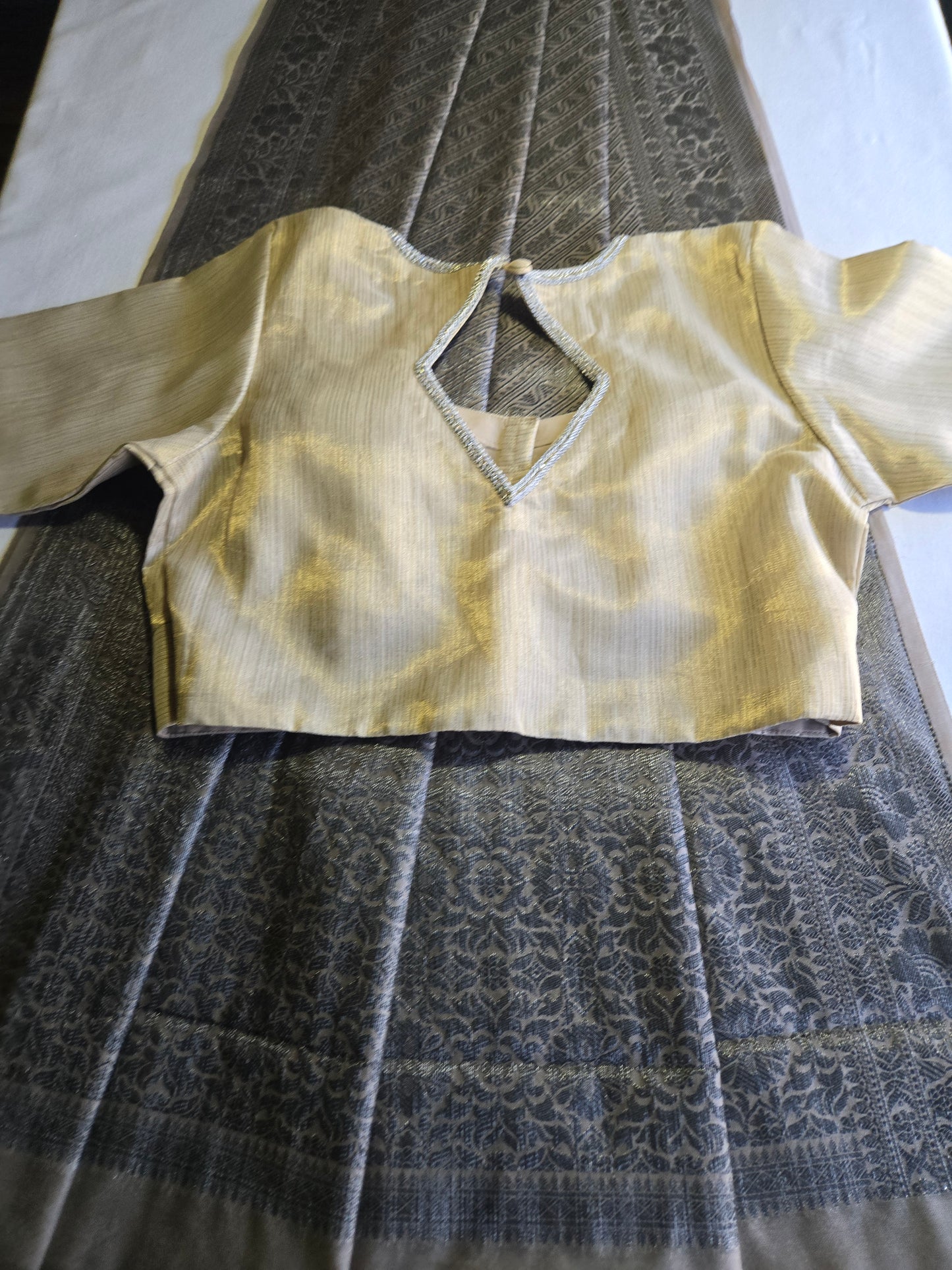 Light Grey Soft Georgette Banarasi Silk Saree beautiful work all over body