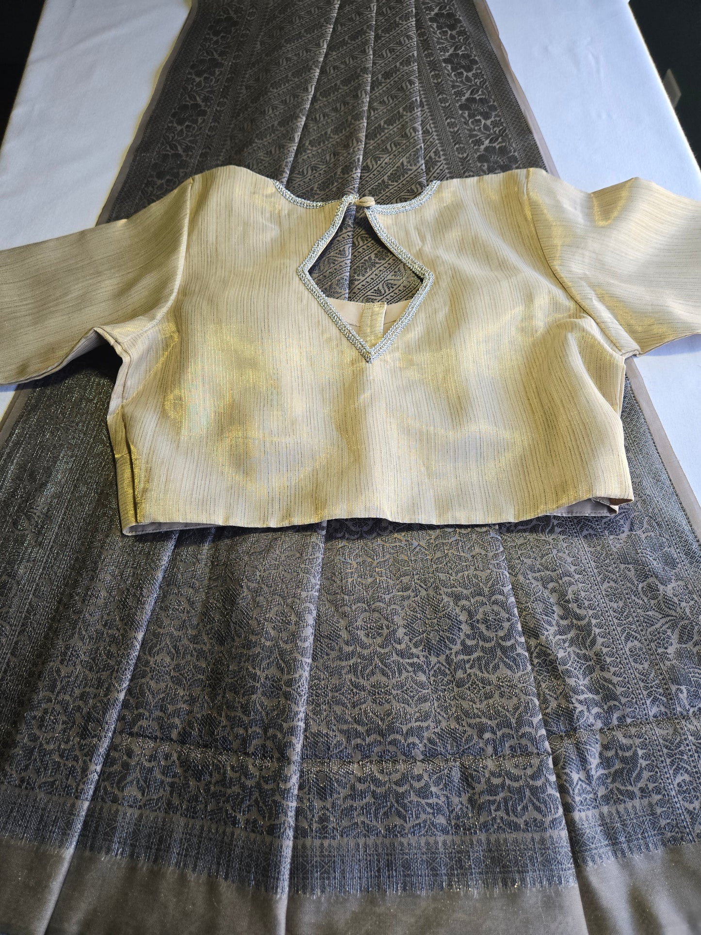 Light Grey Soft Georgette Banarasi Silk Saree beautiful work all over body