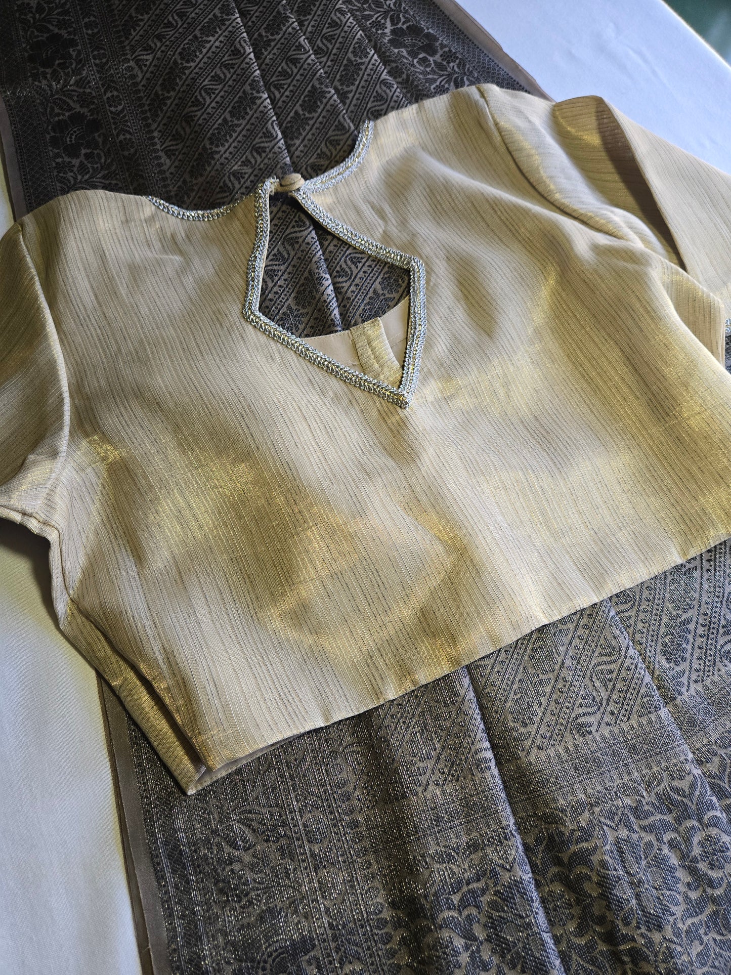 Light Grey Soft Georgette Banarasi Silk Saree beautiful work all over body