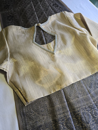 Light Grey Soft Georgette Banarasi Silk Saree beautiful work all over body