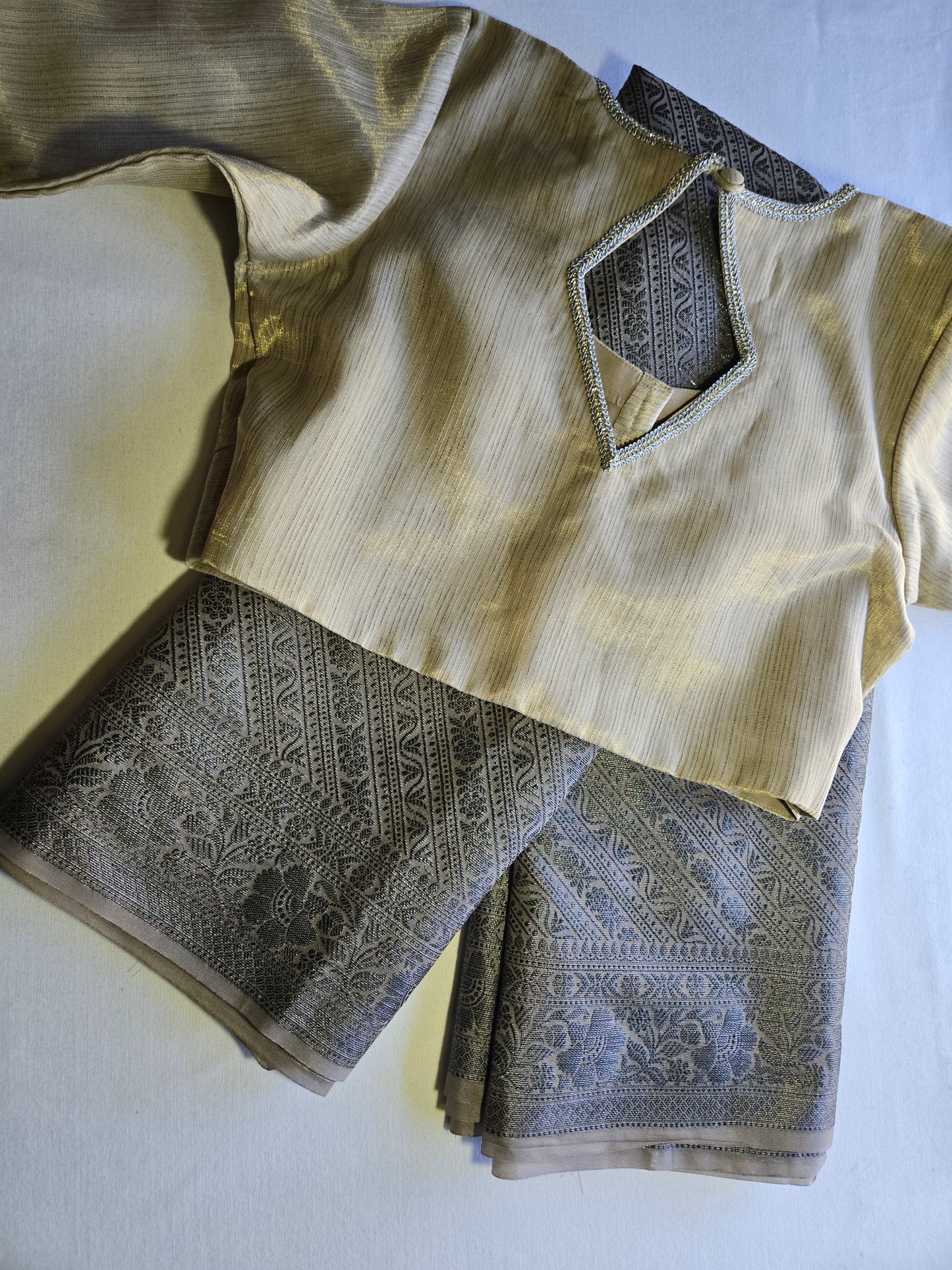 Light Grey Soft Georgette Banarasi Silk Saree beautiful work all over body