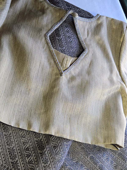 Light Grey Soft Georgette Banarasi Silk Saree beautiful work all over body