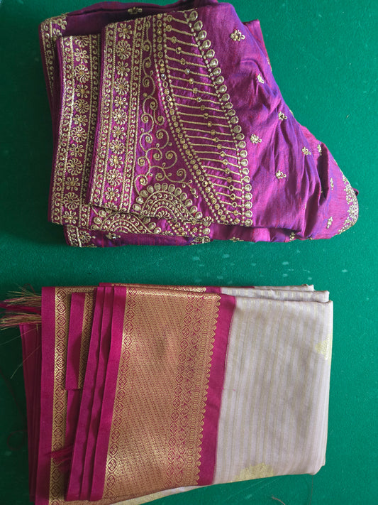Premium Kanjeepuram Soft Silk  Saree  Online USA– Traditional South Indian Sarees from USA with Stitched Blouse