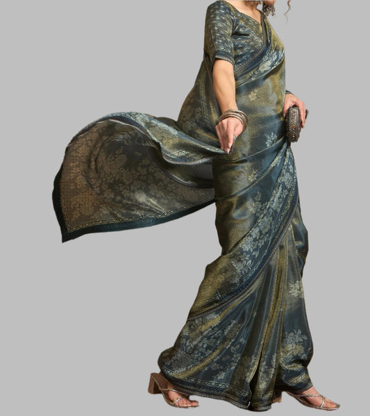 Tissue Saree Viscose Print Grey