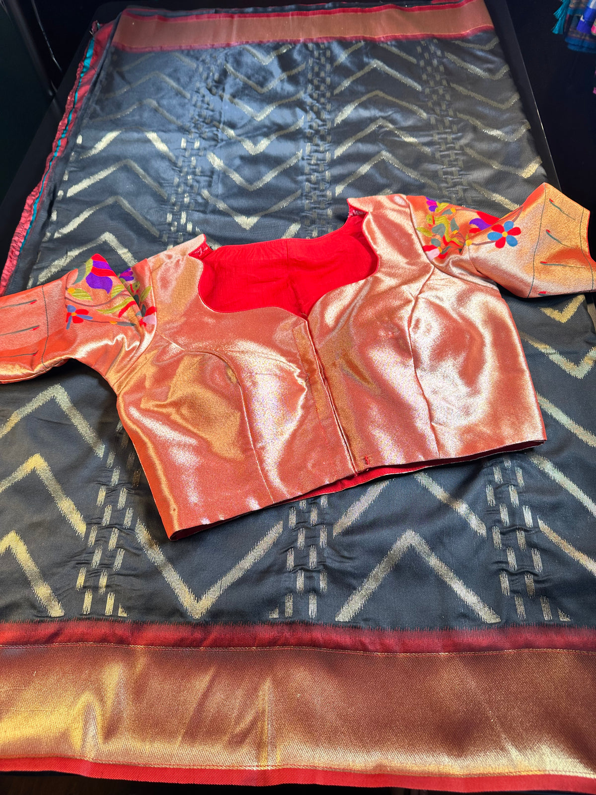 Soft Silk Banarasi Saree with Zari Design & Embroidery Stitched Blouse. Weaving Pallu – Ships from USA – Traditional Silk Saree for Weddings & Festivals-Red Saree