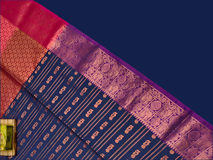 Elegant Semi Soft Silk Saree | Buttis Work & Contrast Pallu Online