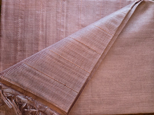 Allover Kanta Stitch Tussar Silk Saree USA in Baby Pink | Handcrafted Soft Silk Saree | Pastel Silk Saree for Wedding & Festive Wear