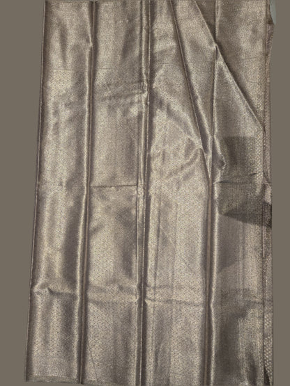 Premium Tissue Brocade Saree in Bridal Grey with Zari Work & Matching Pallu | Soft Silk Saree  USA