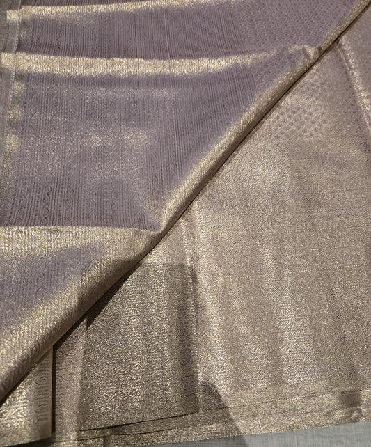 Premium Tissue Brocade Saree in Bridal Grey with Zari Work & Matching Pallu | Soft Silk Saree  USA