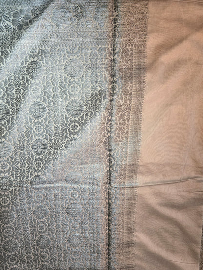 Black Embrodery Design Banarasi Border Light Grey Soft Georgette Banarasi Saree