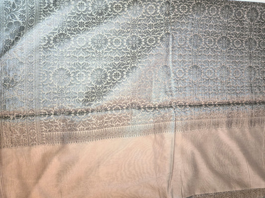 Black Embrodery Design Banarasi Border Light Grey Soft Georgette Banarasi Saree