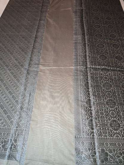 Black Embrodery Design Banarasi Border Light Grey Soft Georgette Banarasi Saree