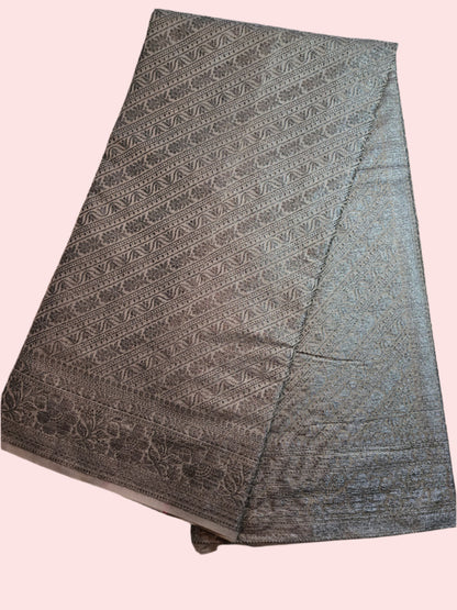 Black Embrodery Design Banarasi Border Light Grey Soft Georgette Banarasi Saree
