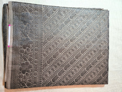 Black Embrodery Design Banarasi Border Light Grey Soft Georgette Banarasi Saree