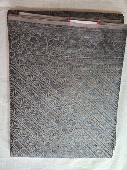 Black Embrodery Design Banarasi Border Light Grey Soft Georgette Banarasi Saree