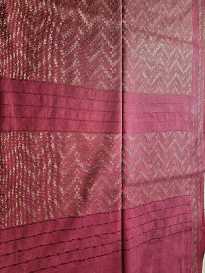 Allover Thread Work Semi Tussar Silk Saree in Maroon | Soft Silk Saree USA |Maroon Silk Saree for Wedding & Festive Wear