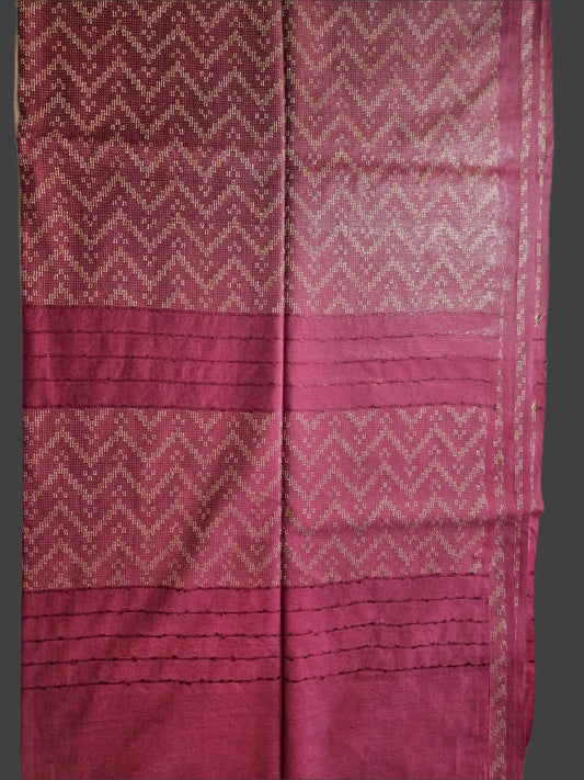 Allover Thread Work Semi Tussar Silk Saree in Maroon | Soft Silk Saree USA |Maroon Silk Saree for Wedding & Festive Wear