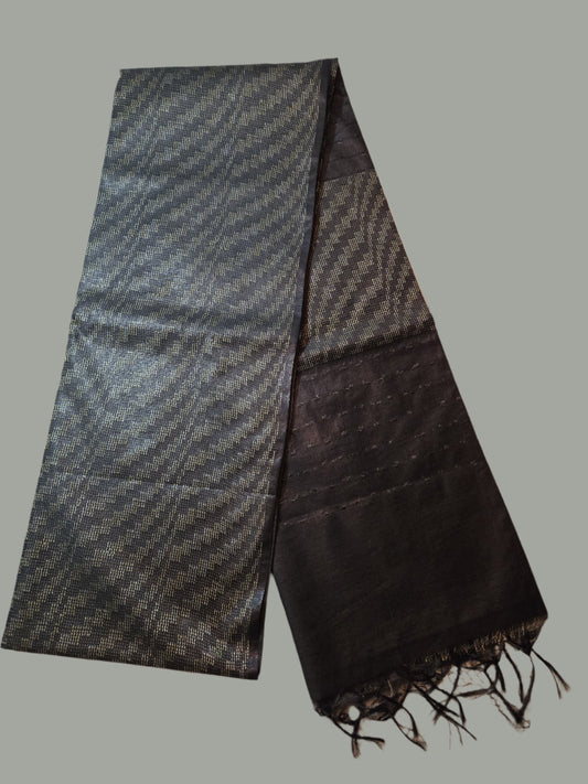 Allover Thread Work Semi Tussar Silk Saree in Black | Soft Silk Saree | Black Silk Saree for Wedding & Festive Wear – USA