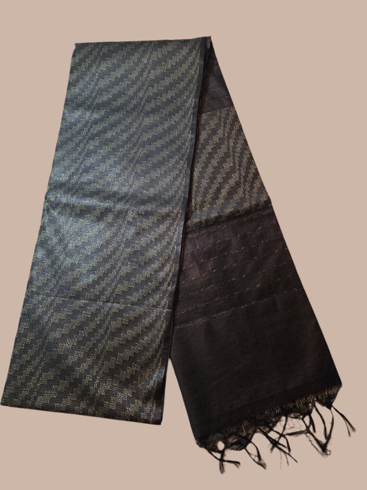 Allover Thread Work Semi Tussar Silk Saree in Black | Soft Silk Saree | Black Silk Saree for Wedding & Festive Wear – USA