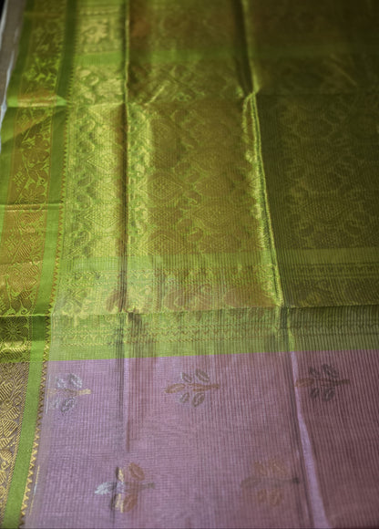 Pattu Handloom Saree in Pink with Green Contrast Border – Pure Silk Elegance for Festive Wear