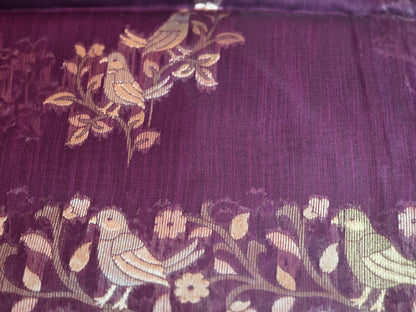 Handloom Khadi Cotton Silk Jamdani Saree – Lightweight & Elegant Traditional Weave Embroidery-wine