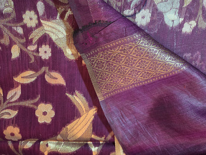 Handloom Khadi Cotton Silk Jamdani Saree – Lightweight & Elegant Traditional Weave Embroidery-wine
